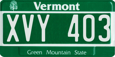 VT license plate XVY403