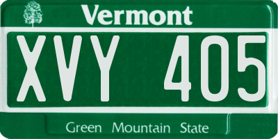 VT license plate XVY405