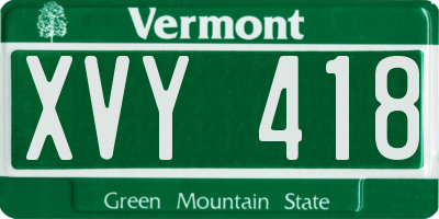 VT license plate XVY418