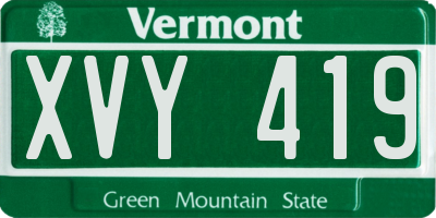 VT license plate XVY419