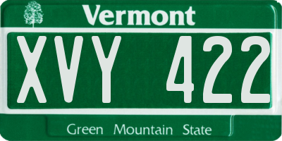 VT license plate XVY422
