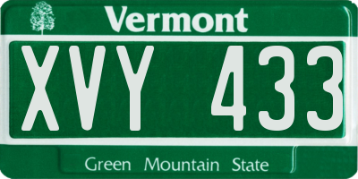 VT license plate XVY433