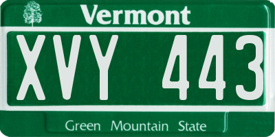VT license plate XVY443