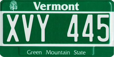 VT license plate XVY445