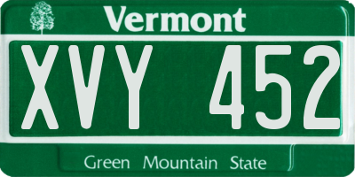 VT license plate XVY452