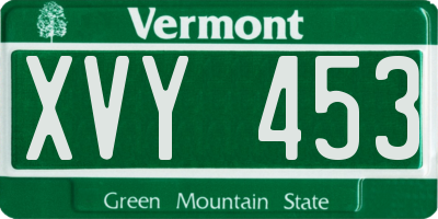 VT license plate XVY453