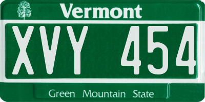 VT license plate XVY454