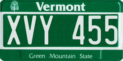 VT license plate XVY455