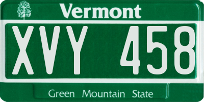 VT license plate XVY458
