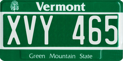 VT license plate XVY465