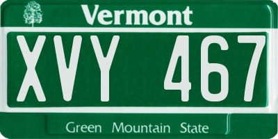 VT license plate XVY467