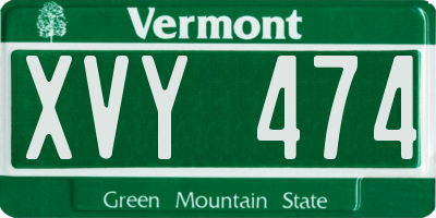 VT license plate XVY474