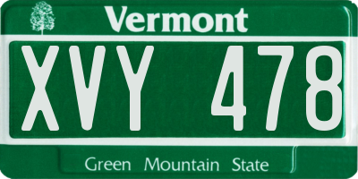 VT license plate XVY478