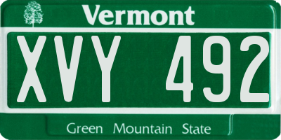 VT license plate XVY492
