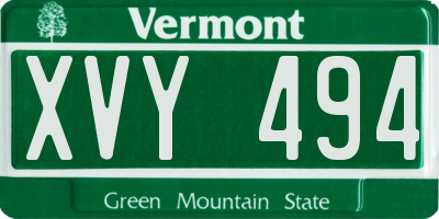 VT license plate XVY494