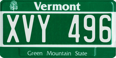 VT license plate XVY496