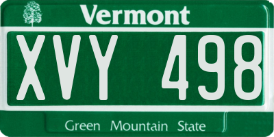 VT license plate XVY498