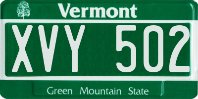 VT license plate XVY502