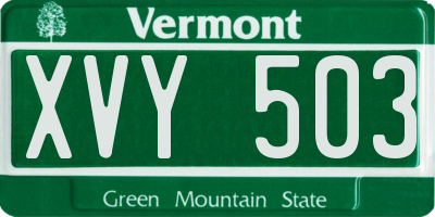 VT license plate XVY503