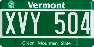 VT license plate XVY504