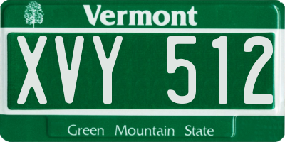 VT license plate XVY512