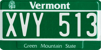 VT license plate XVY513