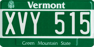 VT license plate XVY515