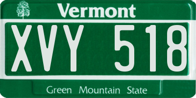 VT license plate XVY518