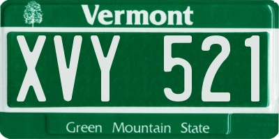 VT license plate XVY521