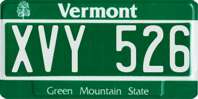 VT license plate XVY526