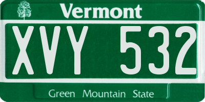 VT license plate XVY532