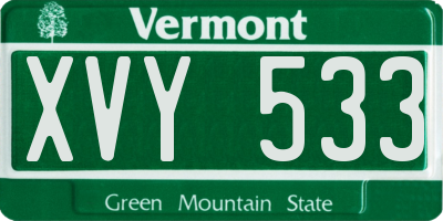 VT license plate XVY533