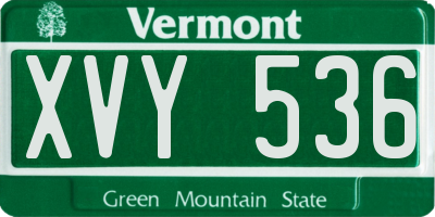 VT license plate XVY536