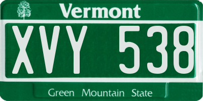 VT license plate XVY538