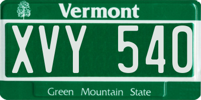VT license plate XVY540