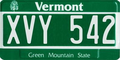 VT license plate XVY542