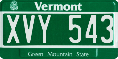 VT license plate XVY543