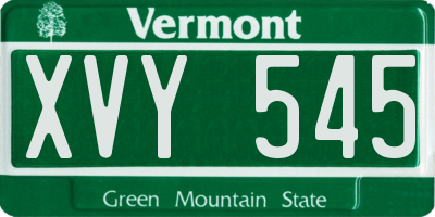VT license plate XVY545