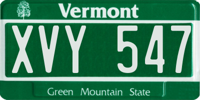VT license plate XVY547
