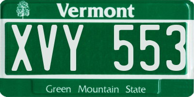 VT license plate XVY553
