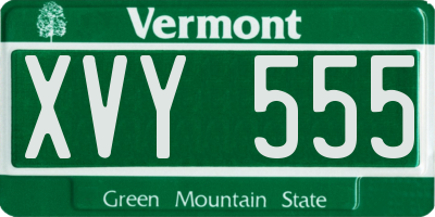 VT license plate XVY555