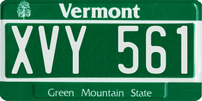 VT license plate XVY561
