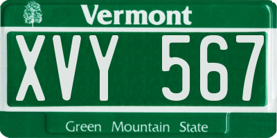 VT license plate XVY567