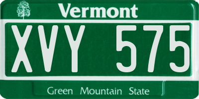 VT license plate XVY575