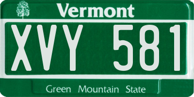 VT license plate XVY581