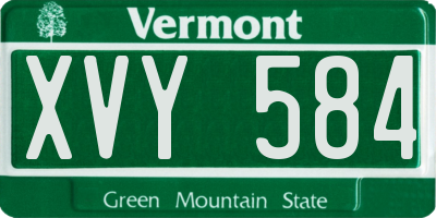VT license plate XVY584