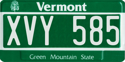 VT license plate XVY585