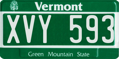 VT license plate XVY593