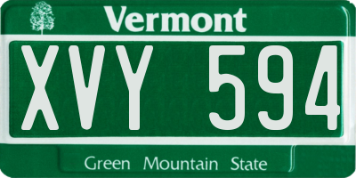 VT license plate XVY594