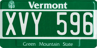 VT license plate XVY596